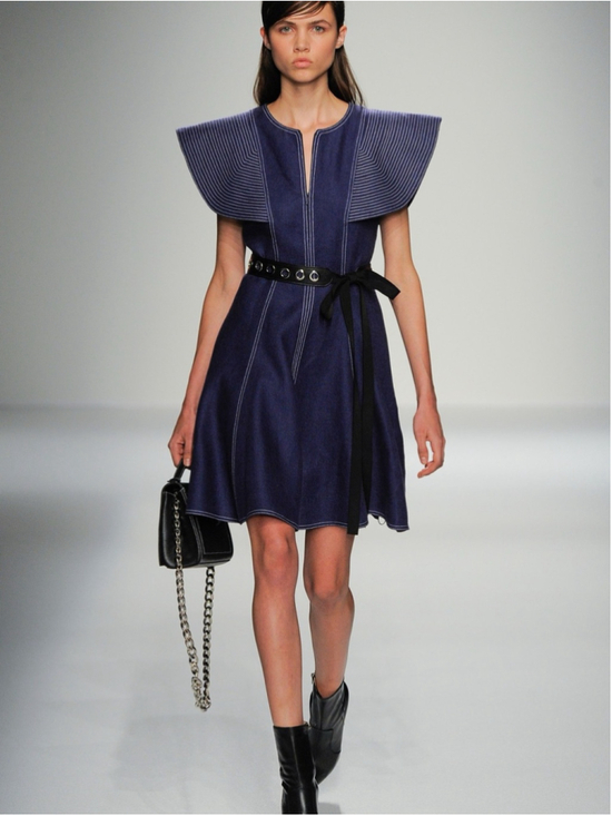 Andrew Gn Dresses & Skirts - Andrew GN Runway SS16 Linen Cape Sleeve Dress Navy Zip Front FR38 Rare